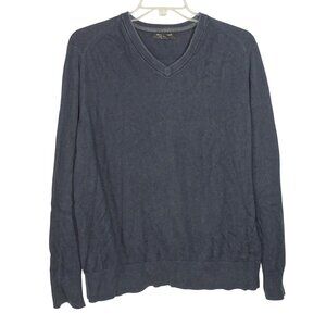 Banana Republic V-Neck Sweater Men Size XL Cotton Cashmere Blue Long Sleeve